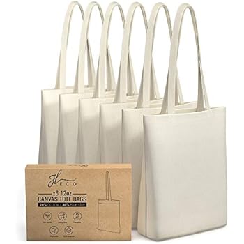 JL ECO 6 Canvas Tote Bag with Inner Pocket - Heavy Duty 12oz Tote Bags Bulk - Canvas Bags Perfect for DIY - Blank Canvas Tote Bags for Crafts - Great for Gift Bags or Promotional Bags