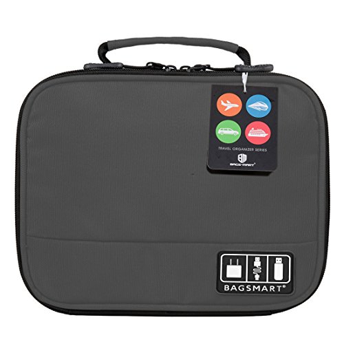 BAGSMART Electronics Travel Organizer Bag Hard Drive Case for Various USB, Phone, Cable, Charger, Dark Grey