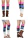 Gellwhu 3 Pack Women's Long Leg Warmers Cable Knit Thick Warm Boot Socks with Buttons