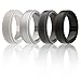 ROQ Silicone Wedding Ring for Men, 4 Packs & Singles Silicone Rubber Wedding Bands - Step Edge Sleek Design - Metallic, Black and Camo Colors
