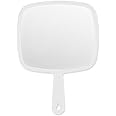 PROTECLE Extra Large Hand Mirror, Salon Barber Hairdressing Handheld Mirror with Handle (Square White 12.4"x 9")