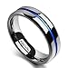 King Will LOOP Unisex 6mm Thin Blue Line Titanium Ring High Polished Wedding Band Comfort Fit
