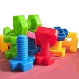 Jumbo Nuts and Bolts Set with Toy Storage and Book | Montessori Toddler Rainbow Matching Game Activities | Fine Motor Skills Autism Educational Toys for Baby, 1, 2, 3 Year Old Boy and Girl | 40pcs ...