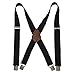 Men’ s X Back Suspenders with 4 Quality Controlled Clips & 1.4” Wide Braces & Heavy Duty (Black)