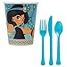 Princess Jasmine and Aladdin Birthday Party Supplies Pack With Banners, Plates, Napkins, Tablecover, Cutlery, Cups, Lantern Swirls and Pin