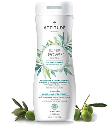 ATTITUDE Super Leaves, Hypoallergenic Nourishing & Strenghtening Shampoo, Grapeseed Oil & Olive Leaves, 16 Fluid Ounce