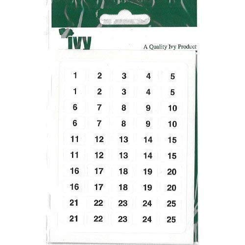 Ivy Stationery - 1-200 Self Adhesive Small Number Labels – 16 of Each Number – 3200 Labels
