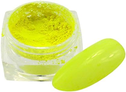 Meicailin 1Box Nail Art Neon Effect Glitter Shining Bright Color Powder Nail Pigment Powder Neon Phosphor Nail Powder (Yellow)