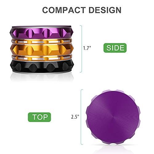 Herb Grinder, iRainy 2.5 Inches Spice Dry Herb Grinder with Pollen Catcher, 4 Pieces, Diamond Multicolor