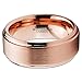 Charming Jewelers Tungsten Wedding Band Ring 8mm Men Women Comfort Fit 18k Rose Gold Plated Step Bevel Edge Brushed Polished Size 11