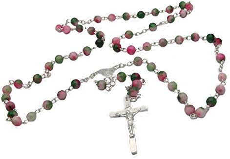 Pure Hand Processing Green And Red Mixed Colour Rice Yellow Jade Cross Pendant Necklace Manufacturer Wholesale