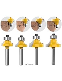 Juego de brocas de enrutador redondas de 1 4 de pulgada, para esquinas, redondas, redondas, con forma de borde, de 1 8" 1 4" 3 8" 1 2" Radius 4 piezas