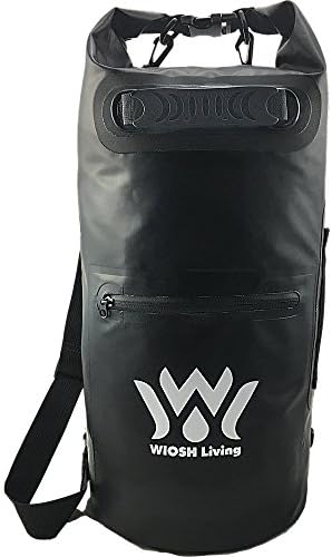 WIOSH Living Waterproof Backpack Black 500D PVC Tarpaulin Dry Bag 20L