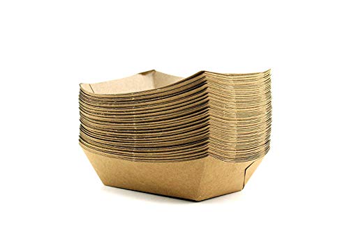 Tytroy Brown Kraft Paper Food Serving Trays Disposable Food Boats Take Home Bowls (50 pc)
