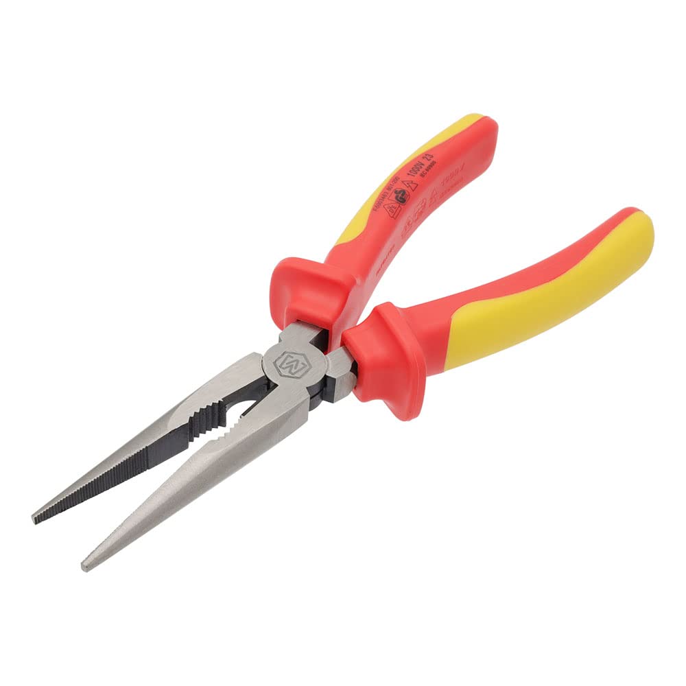 MichaelPro 200MM Insulated Long Needle Nose Plier, 1000V VDE Certified, for Electric Vehicles, Jaws Hardness HRC58 to 62, Two-Toned Anti-Slip Handle Electrical Pliers | MP003067