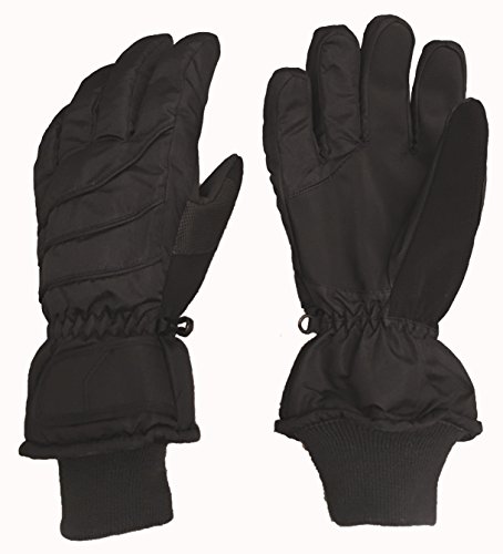 N'Ice Caps Adults Unisex Thinsulate and Waterproof Premier Colorblocked Ski Gloves (Women's Small/Medium, Black Solid)