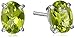 Amazon Collection Sterling Silver Oval Peridot Earrings