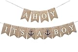 Ahoy It's A Boy Banner Nautical Baby Shower Decor, B071