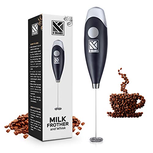 Milk Frother - Handheld Battery Operated Electric Foam Maker For Coffee, Latte, Cappuccino, Hot Chocolate With Stainless Steel Whisk by K-Brands