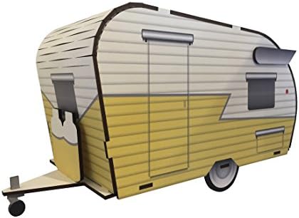Vintage Camper Trailer Tissue Box Cover, Yellow