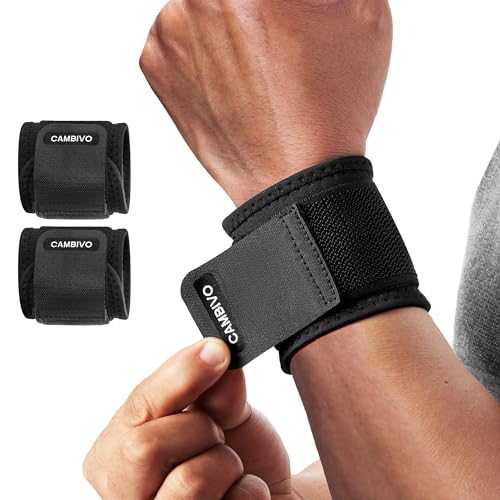 CAMBIVO Adjustable Gym Wrist Wraps 2 Pcs Wrist Stability Bands Weight Training Wrist Wraps for Weight Lifting, Fitness, Gym, Powerlifting, Bodybuilding, Calistenics