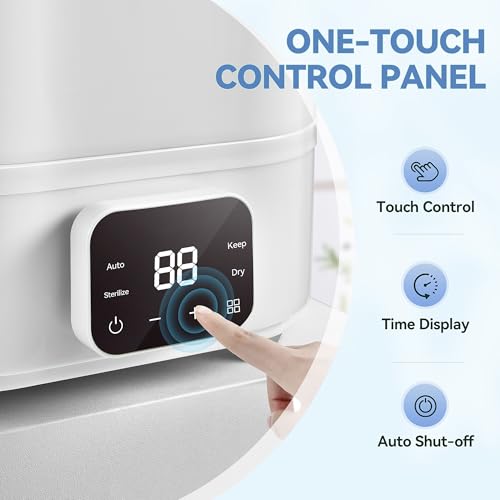 Dxmocos Baby Bottle Sterilizer and Dryer, 4-in-1 Electric Steam Sterilizer with LED Touch Screen, Auto Drying & Storage, BPA-Free, Fits Bottles & Accessories