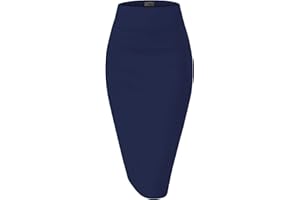 Hybrid & Company Women's Premium Nylon Ponte Stretch High Waist Pencil Suit Skirt Below Knee KSK45002 1073T Navy L