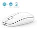 Type C Wireless Mouse, Jelly Comb Dual Mode 2.4Ghz Rechargeable Slim Wireless Mouse with Nano USB and Type C Receiver for PC Laptop, MacBook pro, MacBook air, iMac-MS05 (White and Silver)
