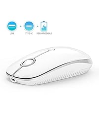 Ratón inalámbrico tipo C, Jelly Comb Dual Mode 2.4 Ghz recargable Slim Wireless Mouse con nano USB y receptor tipo C para PC portátil, MacBook Pro, MacBook Air, iMac y más-MS05