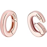 PH PandaHall 2Pcs 925 Sterling Silver Spring Gate Rings, Rose Gold Oval Spring Clasp Connector, Metal Necklace Shortener Jewelry Clasps for Necklace Bracelet Keychain Jewelry Making, 0.39x0.27
