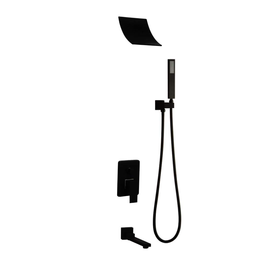 Black Single Handle Four Holeswaterfall Shower System Set
