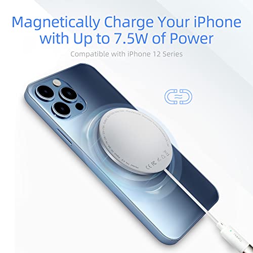 Magnetic Wireless Charger Fast Charging Pad: USB C Ultra Slim with Cable - Compatible with Apple MagSafe Devices - iPhone 13/12/Pro/Pro Max/Mini Airpods Pro - Qi Enabled Devices - Samsung Galaxy Note