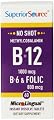 Superior Source No Shot Methylcobalamin Vitamin B12/B6/Folic Acid Tablets, 800 mcg, 60 Count