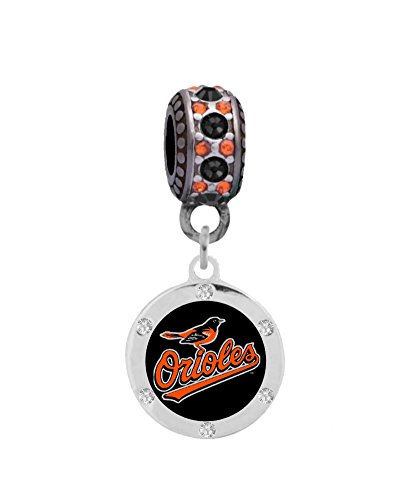Baltimore Orioles Round Crystal Charm