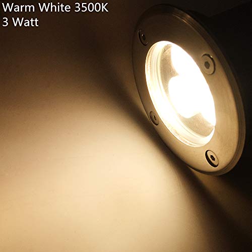 3W LED in Ground Lights, Well Light, Outdoor Landscape Lights, Pathway Lights, Warm White, Waterproof IP67 DC 12V 24V Low Voltage Outdoor Spotlights for Driveway, Deck, Step, Garden Lights (8 PACK) - Thumbnail 3