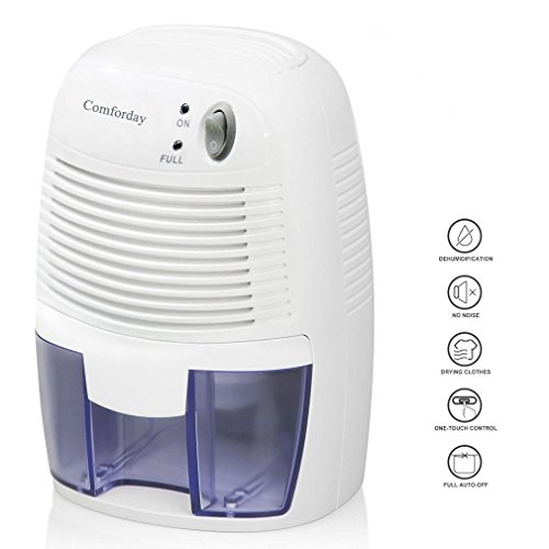 Comforday Compact Dehumidifier - Powerful Thermo-Electric, Portable, Peltier Technology, Electric Mini Dehumidifier 17ounce Water Tank, Effective up to 1100 Cubic Feet, Perfect for Room and Closet