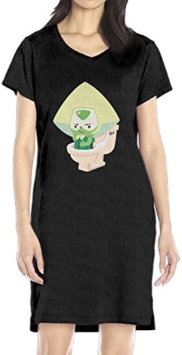 Women's Steven Universe Peridot V-neck Short Sleeve Loose T-Shirt Dress Black M Apparel