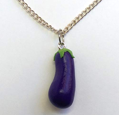 Purple Eggplant Necklace Faux Food Jewelry Halloween Christmas - Thumbnail 2