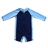 Baby Beach One-Piece Swimsuit UPF 50+ -Sun Protective Sunsuit Dark Blue,24 Months