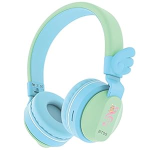 Headphones-Riwbox-BT05-Wings-Kids-Headphones-Wireless-Bluetooth-Over-Ear-85dB103db-Volume-Control-Children-Foldable-Headphones-with-MicTF-Card-Compatible-with-TabletSmartphoneSchool-BlueGreen Riwbox Headphones, BT05 Wings Kids Headphones Wireless Bluetooth Over Ear 85dB/103db Volume Control Children Foldable…