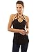 PattyBoutik Women Geometric Straps V Neck Halter Top (Black Small)