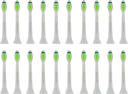 Soniultra 20 Pack Replacement for Diamond Clean Toothbrush Heads HX6064/16 Philips Sonicare Compatible for Model Electric Head Series plaque control DiamondClean FlexCare HealthyWhite Electronic Brush