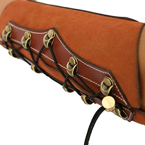 Windfulogo Crazy Horse Leather Archery Arm Guard Protector Brace Longbow Hunting Shooting Coffee