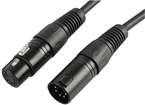 Pulse PLS00194 5 Pin XLR Male to Female DMX Lead, 1 Pair+Screen, 0.5m, Black, 0.5 m