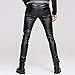 Devil Fashion Men's Stretch Tight PU Leather Pants Gothic Black Slim Trousers Chaparajos (L)