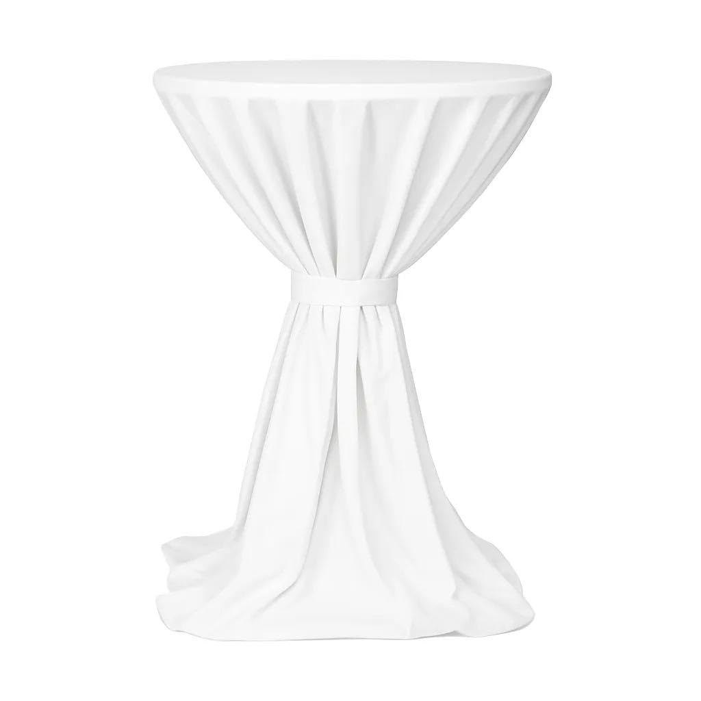 Gastro Uzal bar/high/bistro Table stretch cover, 2-piece set, with ribbon, white, diameter 80 cm