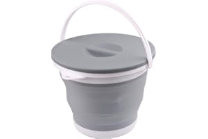 Ahyuan Collapsible Water Bucket with Locking Lid Multifunction Foldable Round Tub Water Pot Portable Water Pail Space Saving Water Container for RV, Camping, Marine, Outdoor Activities and Home (Gray)
