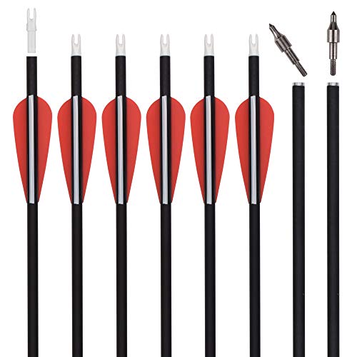 Szeo Archery Arrows 30 inch Carbon Practice Hunting and Target Arrows for Compound Recurve Traditional Bow with Removable Tips (Pack of 12)