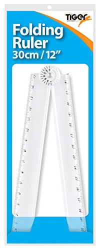 Tiger Folding Plastic Ruler with Protractor Grade + mm Grade A...