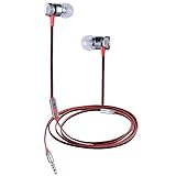 Cootree In-Ear Earphones with Microphone Sport Earbuds Stereo Bass Headphones Flat Cable Silver